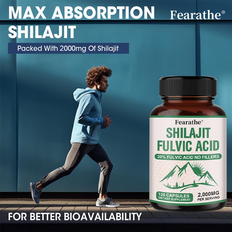 Shilajit Fulvinsäure 20% Kapseln (ohne Füllstoff) – Unterstützt Gedächtnis und Gehirnfunktion 120 Kapseln