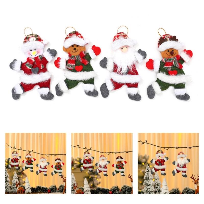 4 Pcs Bear Santa Pendant for Holiday Party Decorations Hanging Ornament Christmas Tree Ornament