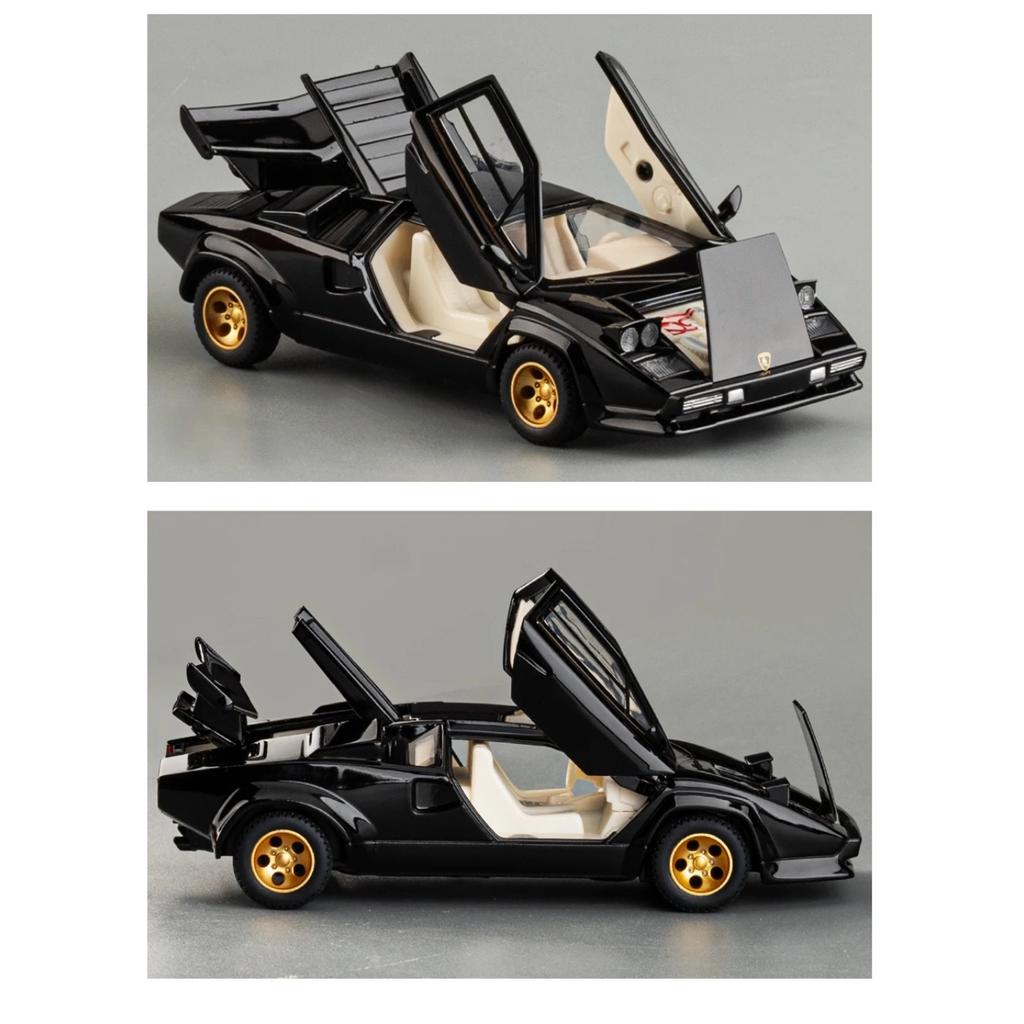 1/32 Lamborghini Countach LP500S Simulation Alloy Car Model Diecast Toys Children Toy Car Sound & Light Pull Back Birthday Gift