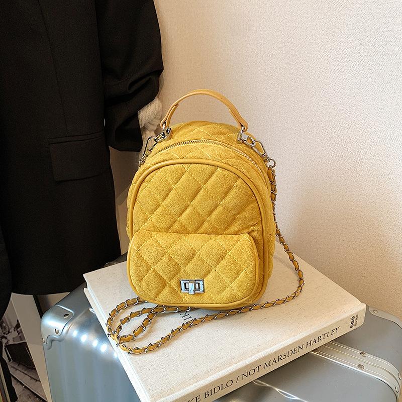 Rhombus Chain Backpack Women's Fashion Niche Design Leisure Student Shopping Mini Travel Matte Backpack