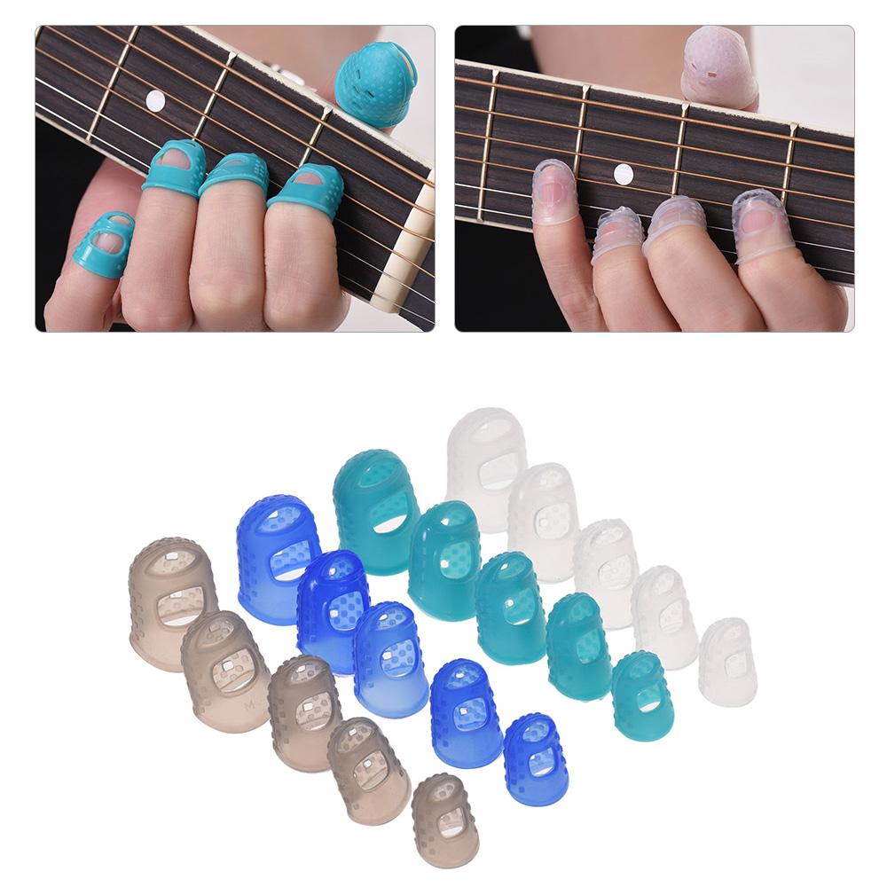 Guitar Accessories Kit Includes 20pcs Silicone Guitar Finger Protectors + 10pcs Guitar Picks + 4pcs Thumb & Finger