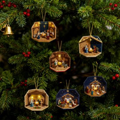DIY Nativity Scene Ornament Kit with LED Lights Beginner Friendly Christmas Decoration Easy To Hang Holiday Ornament for Tree And Home