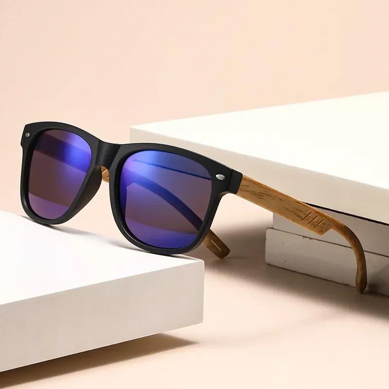 Retro Wood Grain Leg Sunglasses New Spring Foot Color Film Men's Glasses UV400 Shades Eyewear Outdoor Driving Cycling Goggles