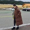 Kayiyasu Winter Down Long Bench Padded Plus Solid Commuting Women's Jacket, Coat, Outerwear, Coat, Size, Hooded, Below-the-Knee, Slimming, Color,