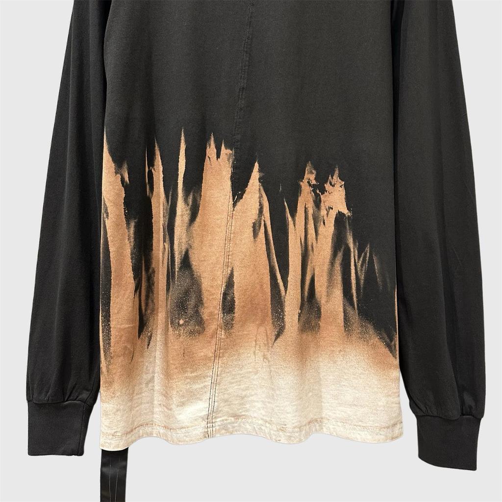Men's Dark Style Round Neck Cotton Top - Spring/Autumn Flame Design