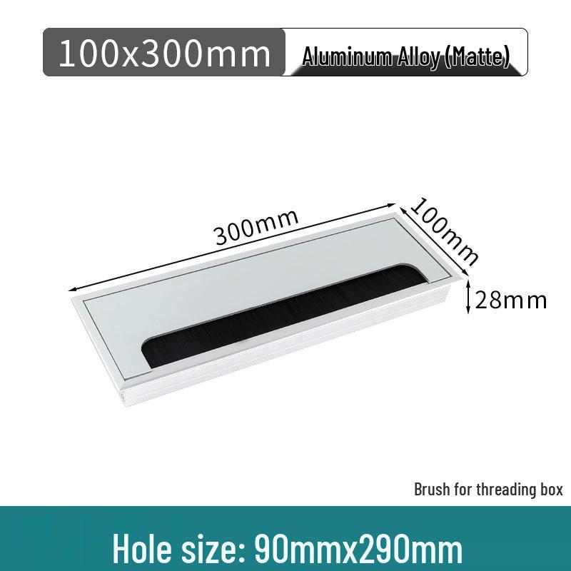 Aluminum Office Desk Cable Cover with Bristles - Sound-Dampening Rectangular Wire Organizer