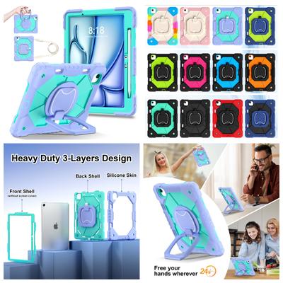 Pre Apple iPad Air 11 (2025)/ iPad Air 11-palcový (M3). 360° otočný úchop, odolný ochranný stojan z TPU+PC, 3 v 1, odolný voči nárazom, puzdro na tablety a PC