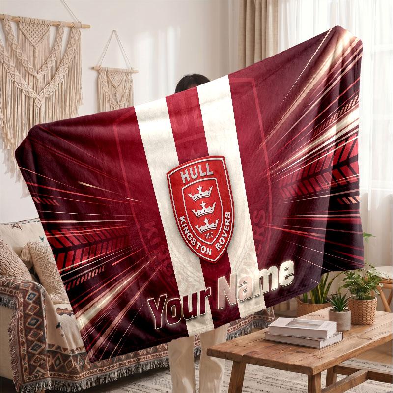 Hull KR Flannel Blanket, Custom Name Text Personalized Soft Throw Blanket Home Decor Gift