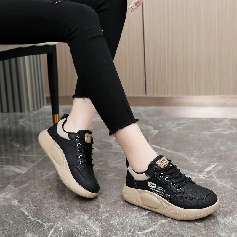 Soleist New Women's Shoes Spring Thick Sole Elevated Shoes Sports Shoes Women's Shoes Student Street Casual Board Shoes