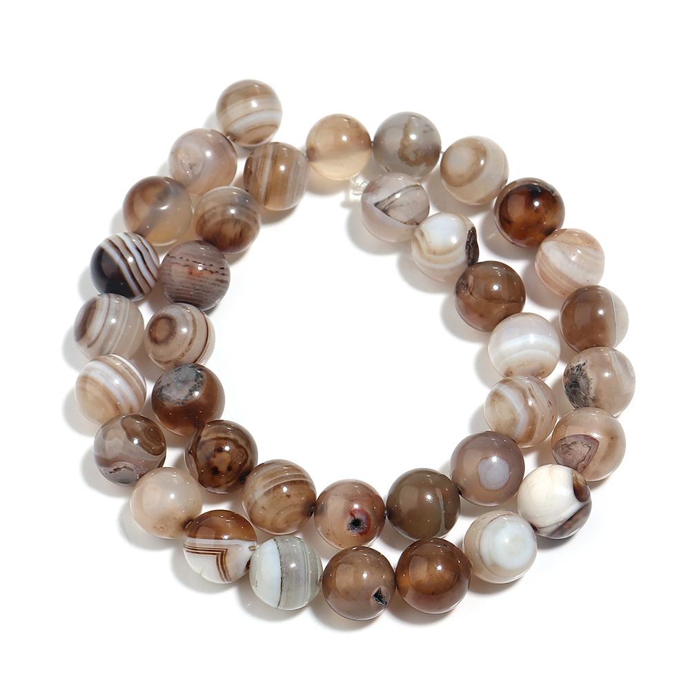 1 String Light Brown Stripe Crystal Agate Natural Stone Beads For Jewelry Making Loose Spacer Beads DIY Bracelet Necklace