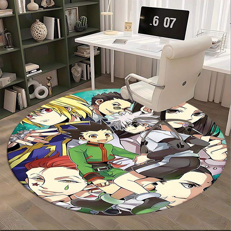 1pc Hunter x Hunter Anime Characters Round Carpet - Office Chair Mat, Non-Slip Rug for Home Decor, Living Room