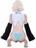 Sexy Anime Character Style Bikini Cosplay Striped Pattern Thong Bra Tie 2 Arm Cute Uniform Style Bodycon Costume Halloween Photoshoot Free Size Green