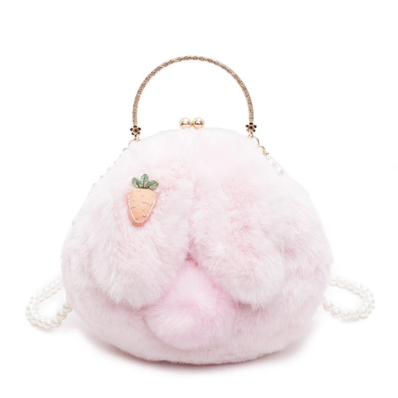 Plush Bag Women's Autumn and Winter 2025 New Niche Pearl Messenger Bag Versatile Cute Portable Small Round Bag