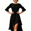 Women's Three-Quarter Sleeve Ruffle Hem Irregular Party Dress