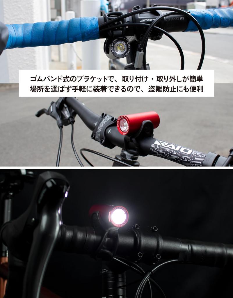 GORIX Bicycle Light with USB and Bright LED Light Charging, Waterproof, (GX-FL1579) (Black)