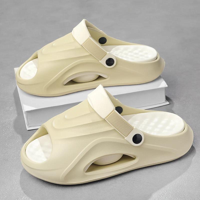 

Мужские летние уличные сандалии Водонепроницаемые Нескользящие Пляжные Вьетнамки Удобное Ощущение при Ходьбе Двусторонние Уличные Шлепанцы 38-39 бежевый