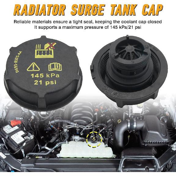 Radiator Surge Tank Cap, DG93-8101-AA, 2013-2022 Compatible with Ford Compatible with Mustang Compatible with Lincoln Corsair Continental Aviator