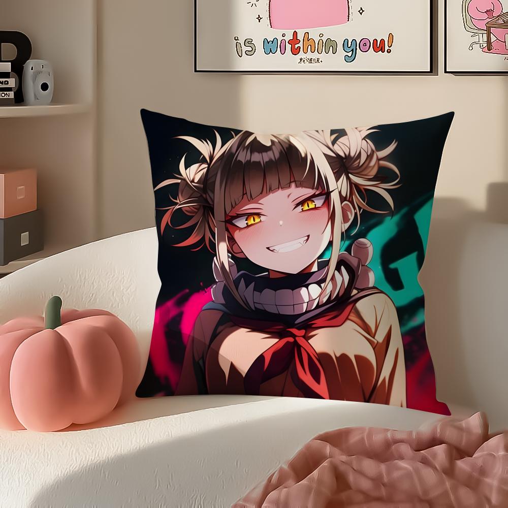 Popular HHimiko Toga My Hero Academia Cushion Cover Pillowcase Short Plush Invisible Zipper Room Sofa Cushion Cover