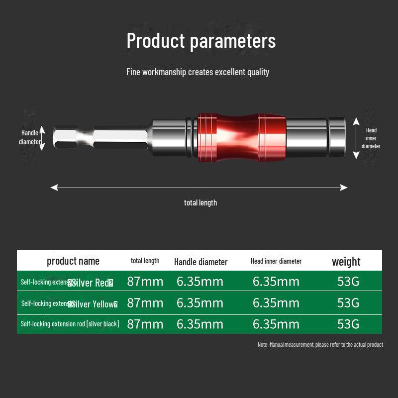 Magnetic Hexagonal Screwdriver Bit Extension Rod with Self-Locking Connecting Sleeve for Electric Drills - Air Screwdriver Conversion Head