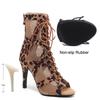 Women's Leopard Print Latin Dance Shoes Women's Jazz Tango Pole Dance Lace-up Sexy Mesh Dance Boots New Soft Sole Shoes