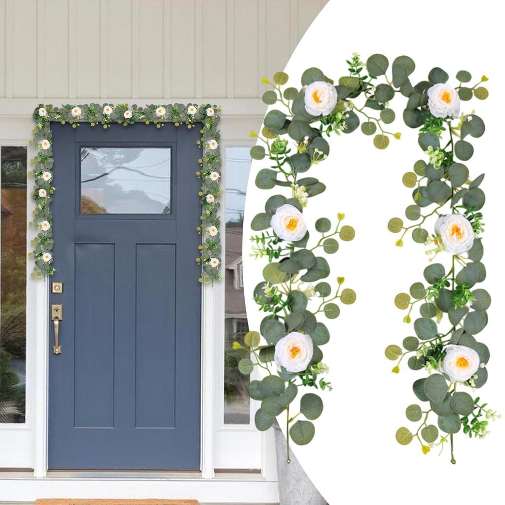 Eucalyptus Garland With Flowers For Table Wedding Wreath 6FT Artificial Eucalyptus Garland Floral Greenery Garland For Table
