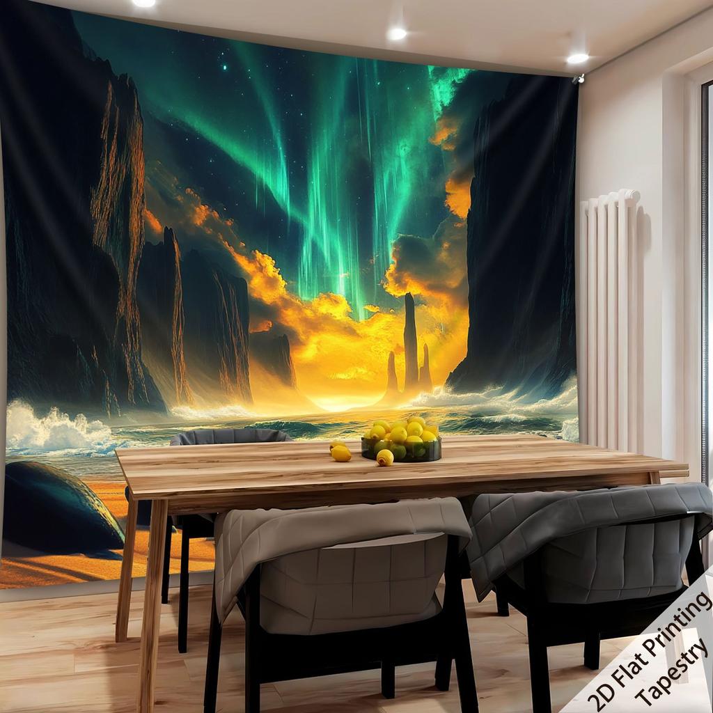 Wave Canyon Aurora Digital printing polyester wall tapestry suitable for use in living rooms bedrooms offices bars and party