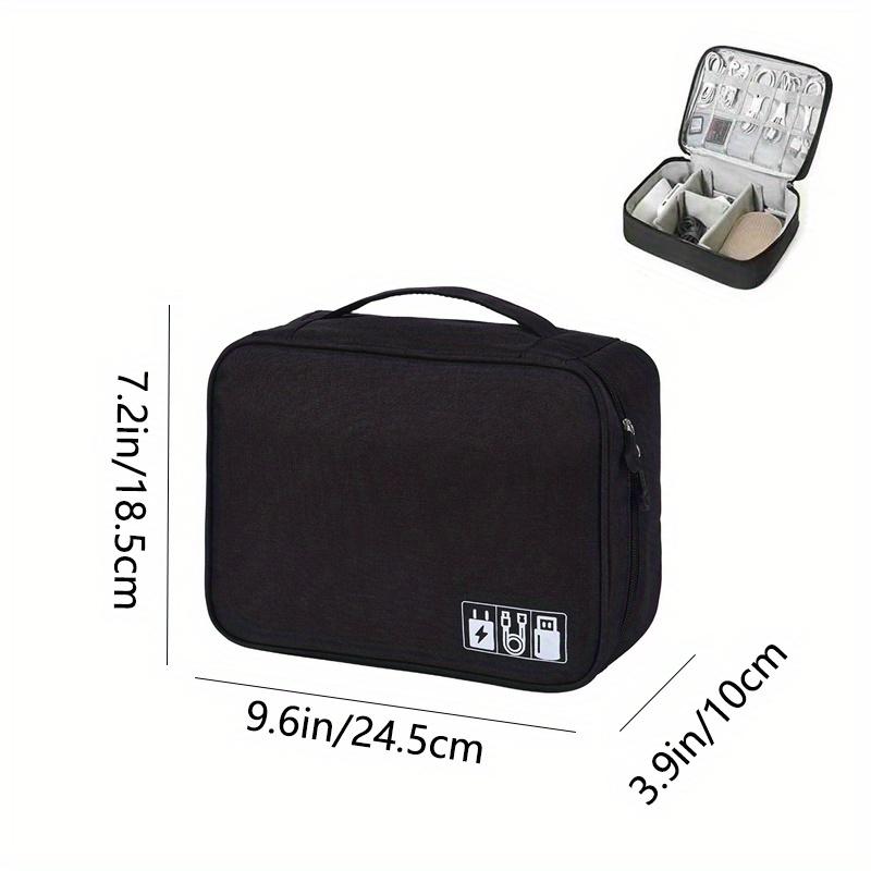 1pc Durable Travel Cable Organizer Bag with Double Zipper – Multi-Compartment Storage for Electronics, Headphones, and Accessories, Travel Accessory