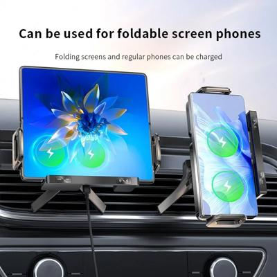 Cargador de Coche Inalámbrico 2 en 1 Soporte Giratorio Automático para Teléfono de Coche para Samsung Galaxy Z Fold 7 6 5 4 y iPad Pequeño iPhone Carga Rápida
