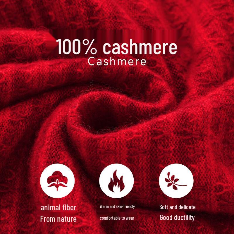 Zhaojun Women's 100% Cashmere Textured Check Sweater