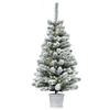 Artificial Snow-Covered Christmas Tree with 60 White LED Lights, 90cm, Green