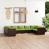 Día y Noche - Día y Noche Set muebles de jardín 9 piezas y cojines ratán sintético marrón