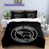 Derby County F.C Muster Bettwäsche Steppdecke Set Heimdekoration Geschenk (1 Bettbezug + 2 Kissenbezüge (ohne Füllung))