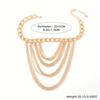 1pcs Women's Golden-Tone Multi-Layer Alloy Anklet for High Heels - Party and Prom Accessory with Cascading Chains and Tassels