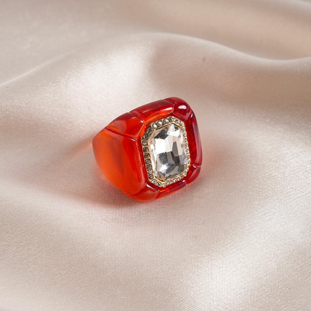 Y2K Classic Acrylic Resin Ring Candy Color Big Dome Plain Ring Hand Ornaments Geometric Ring  Women