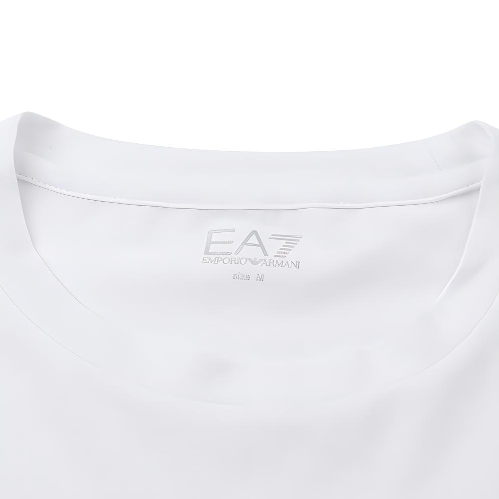 Emporio Armani T-shirt da uomo a maniche lunghe con scollo rotondo e stampa logo EA7 Top Bianco 6DPT64-PJVQZ-1100