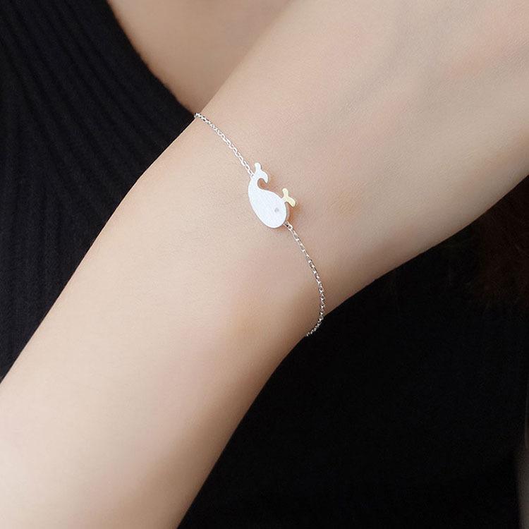 Bracelet Women's Fashion Japanese and Korean Style Cute Little Whale Bracelet Copper Dolphin Bracelet Hand Accessories
