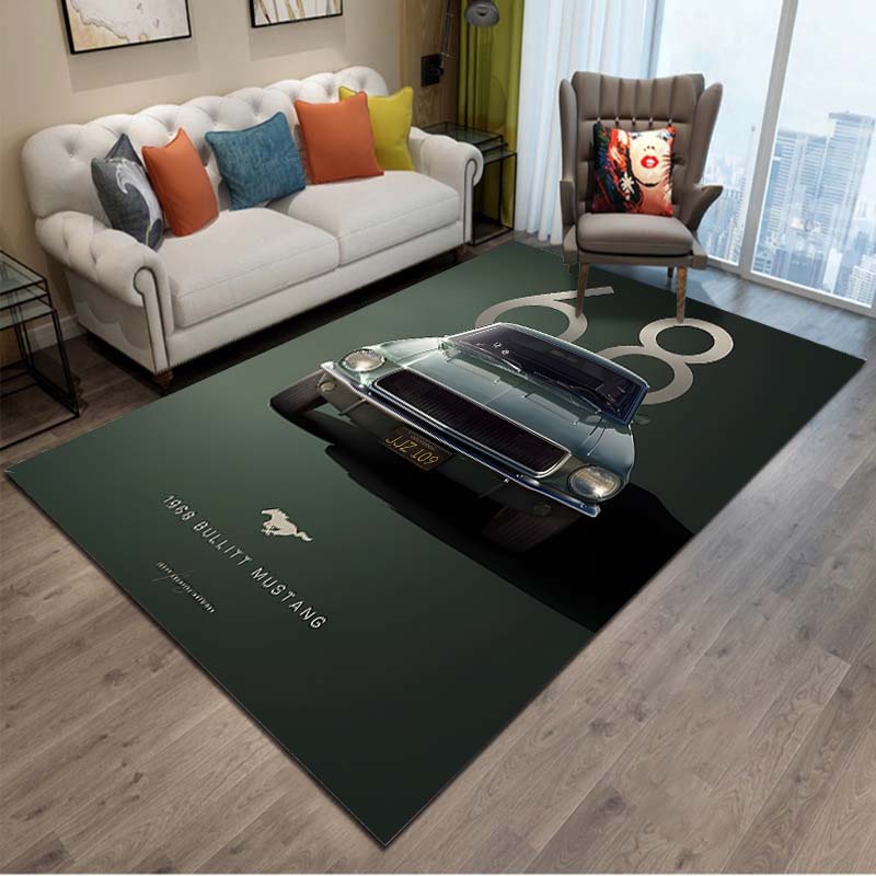 Old School Muscle Car Pattern Cool Area Rug Carpet for Living Room Anti-slip Rug Camping Picnic Mat Yoga Mat Kid Bedroom Decor