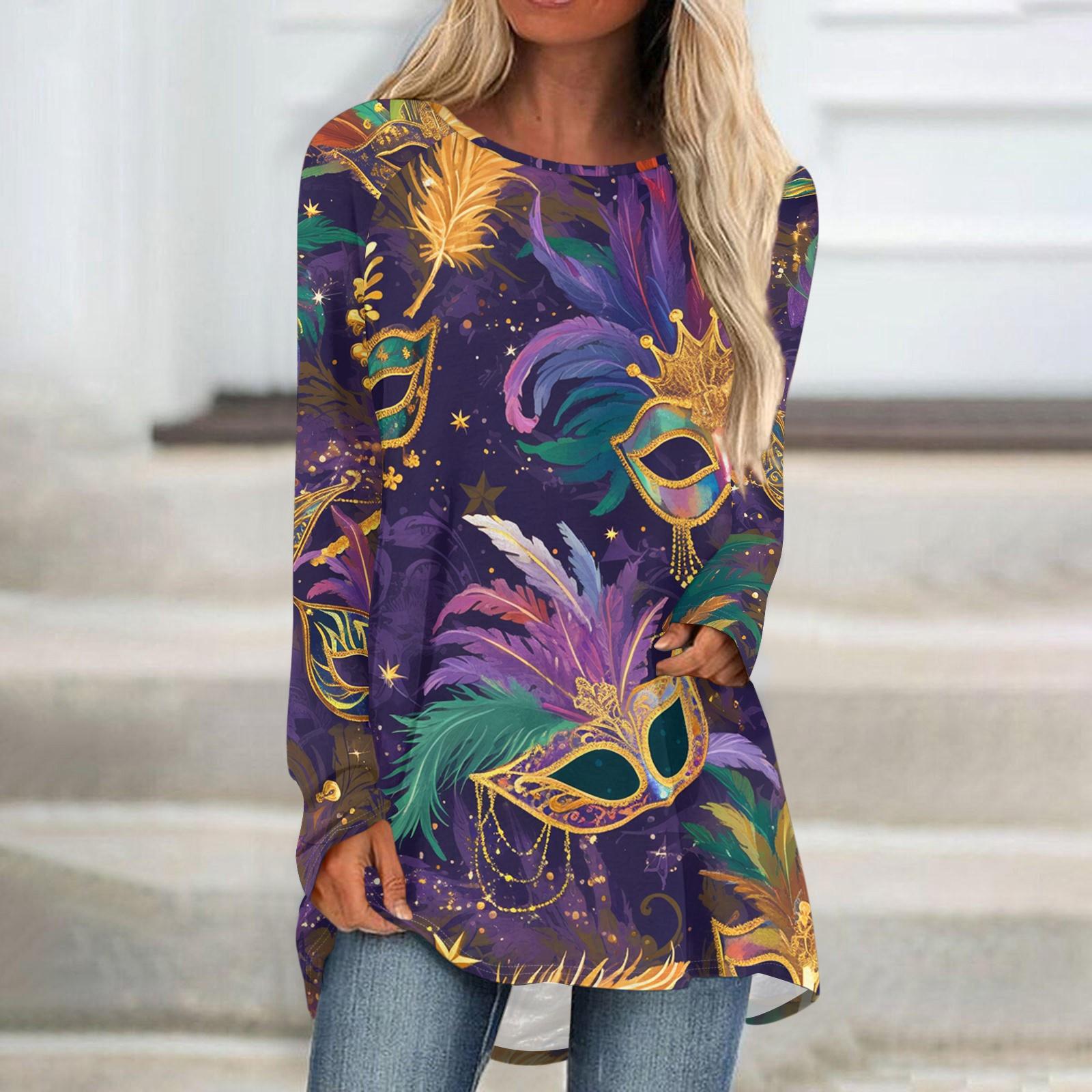 

Женский модный пуловер с круглым вырезом, рукавами реглан и длинными рукавами, с карнавальным принтом, повседневный XL