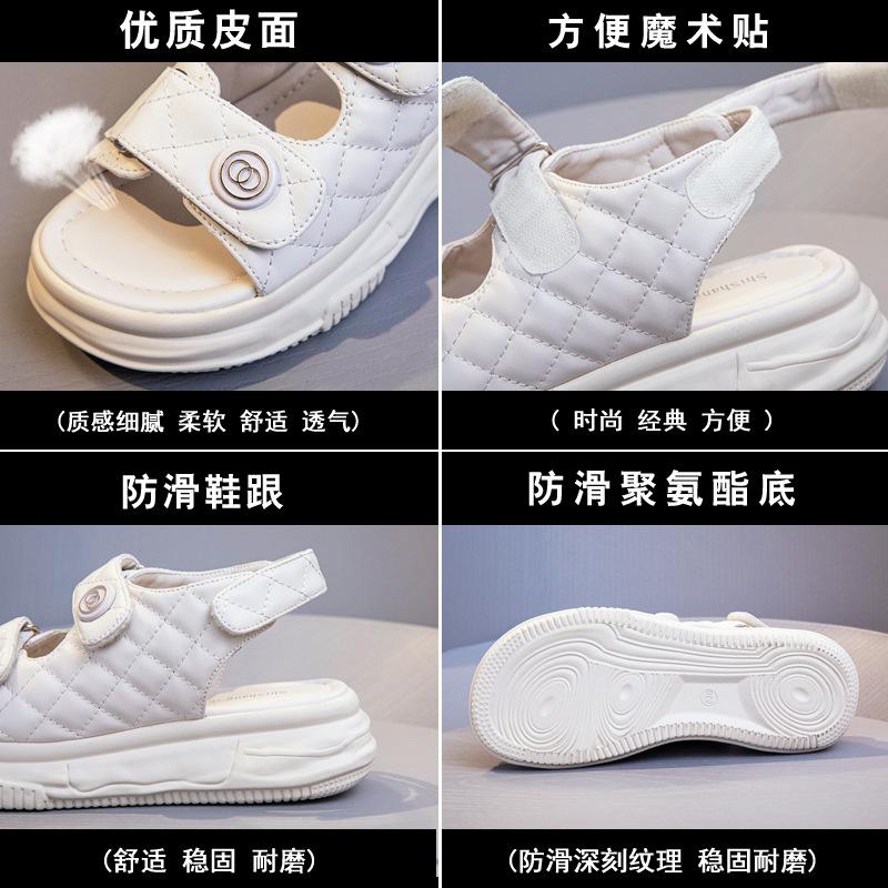 Women's Platform White Sandals 2025 Summer New Velcro Xiaoxiangfeng Sports Beach Shoes Muffin Roman Shoes