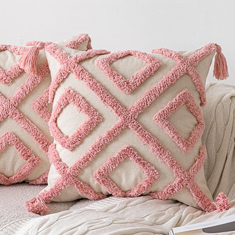 Розовая стеганая подушка-сердце - Девичья подушка для украшения дивана кровати или эркерного окна 45x45 cm pillowcase only 1370₽