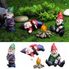 Miniature Naughty 4pcs Gnome Statue Dwarf Garden Funny Ornament Decor Figurine