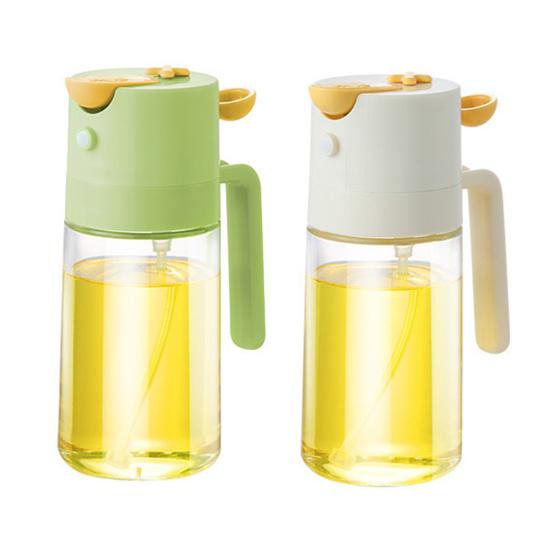 Glass Oil Sprayer Bottle for Kitchen 2-in-1 Spray & Pour Oil Dispenser Non-Drip Nozzle Atomizing Oil Sprayer with Anti-Clog Filter