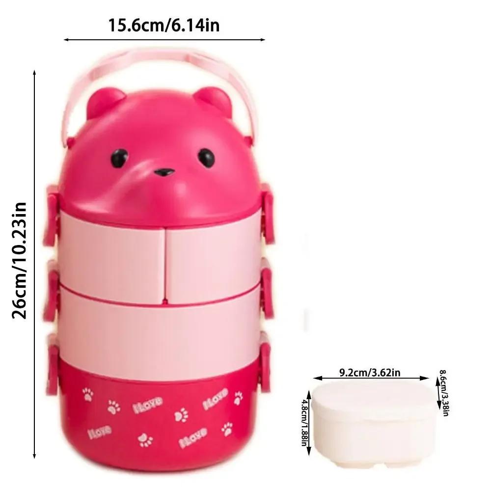 1Pcs New Eyeglass Bear Thermal Bento Box Children 1/2/3 Layers Lunch Box Portable Stackable Food Storage Container