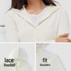 Semir Women's Short Lace Hooded Slim Fit Long Sleeve T-Shirt