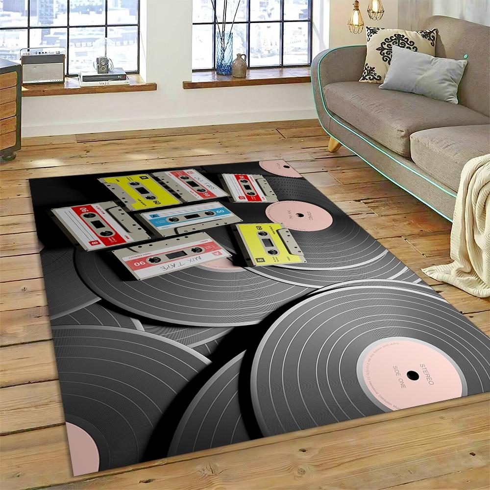 Vinyl Record Music DJ Screen tape Rug Carpet for Living Room Bedroom Home Decor,Floor Mat Non-slip Decoration for Sofa Doormat