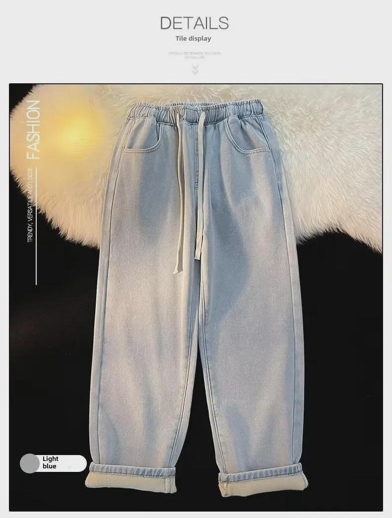 Pánské retro sametové džíny se širokými nohavicemi - Rovné, Hřejivé, Trendy, Volné kalhoty na podzim a zimu