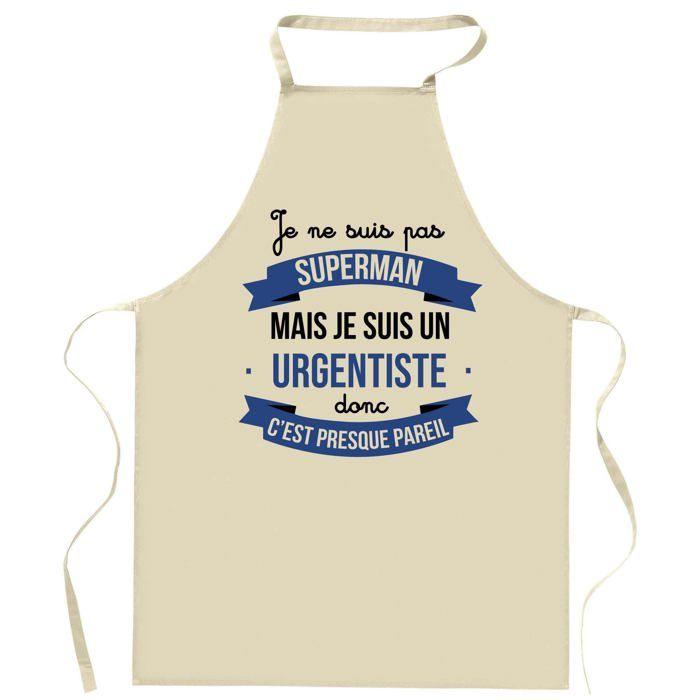 Tablier de cuisine - Planetee - Motif Urgentiste Superhéros - Coton résistant - Impression France