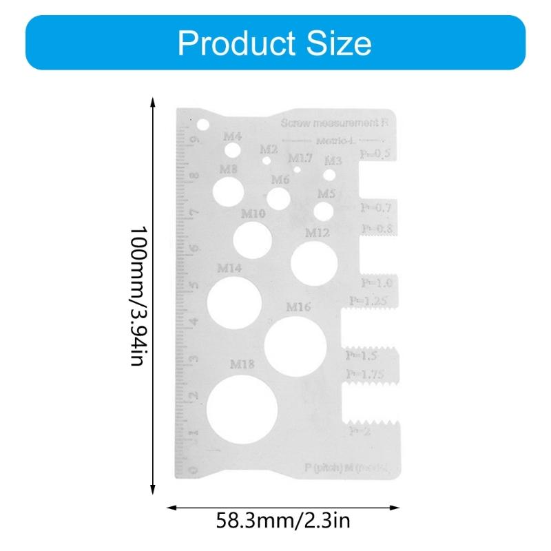 Screw Size Chart Stainless Steel Screw Gauge with Clear Scale for Precise Thread Pitches and Diameter Reading