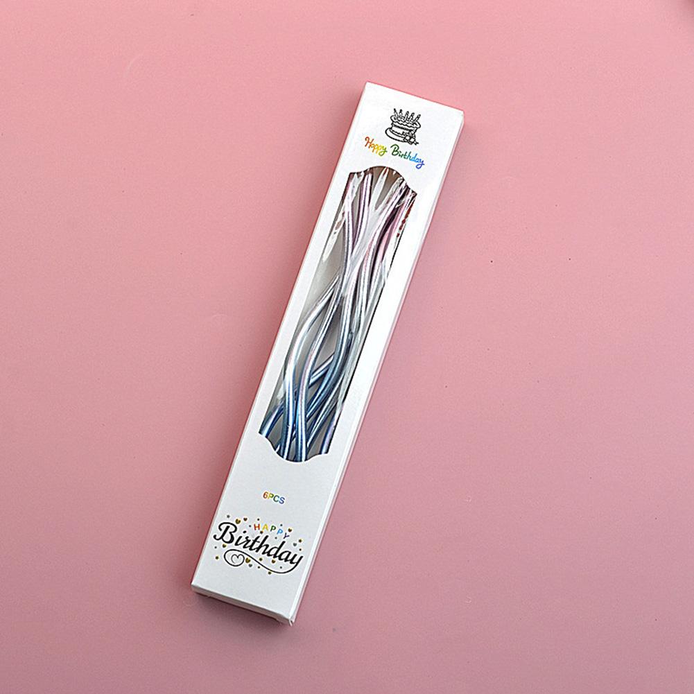 6Pcs/box Cake Candle Colorful Curved Spiral Cake Candle Long Multicolor Colored Curving Cake Candle Kids Birthday Decoration