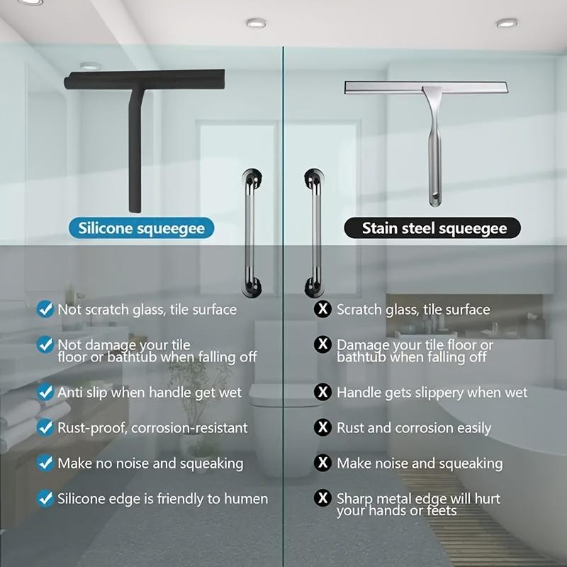 Duschabzieher, Glaswischer, Schaber, Duschabzieher-Reiniger mit Silikonhalter, Badezimmerspiegelschaber, Glasreinigung